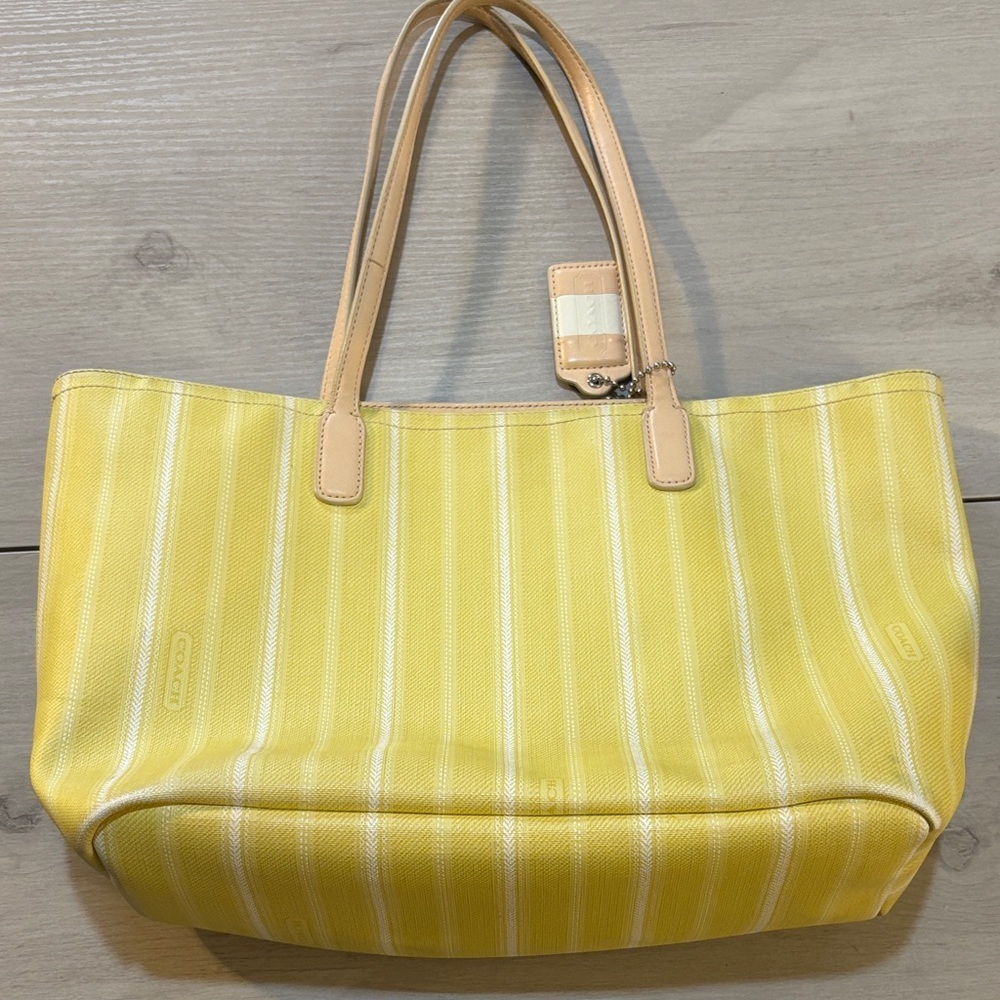 Coach legacy Yellow and Cream Striped Tote - Picture 4 of 13